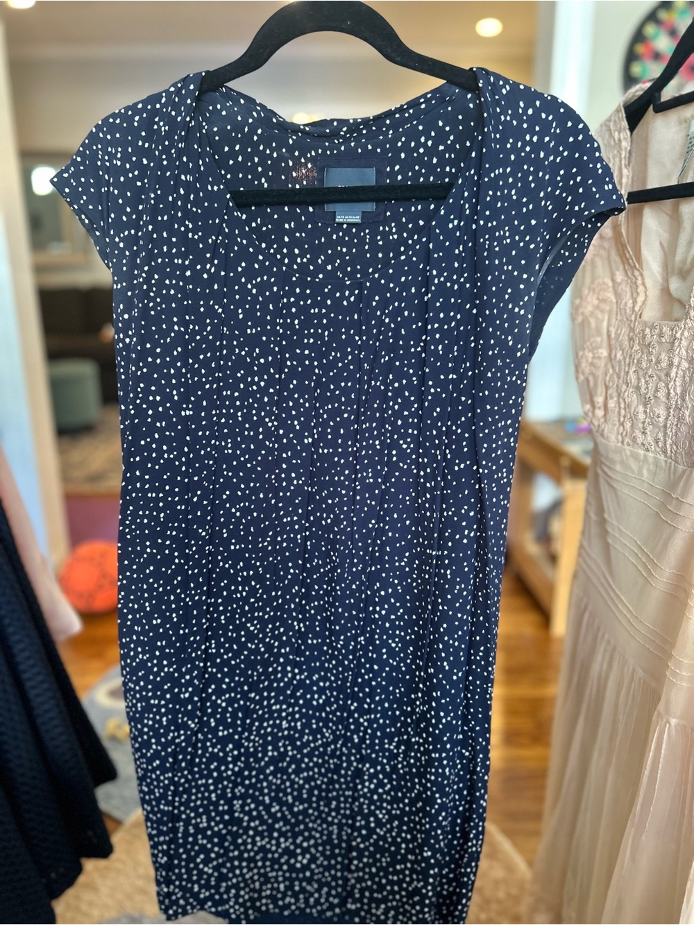 Maeve Navy and White Polka Dot Midi Dress